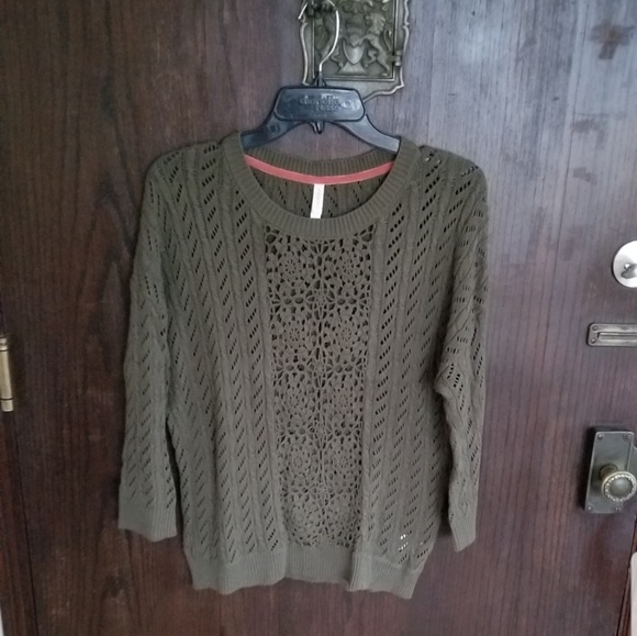 Open Knit Olive Green Sweater - Picture 1 of 3